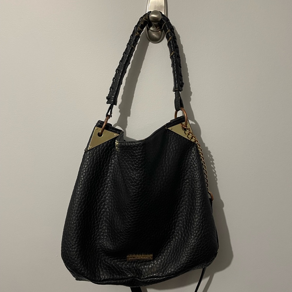 Elegant Christian Siriano Black 100% Leather Tote Bag